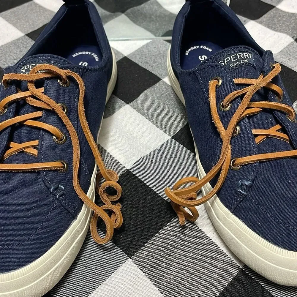 Sperry Women's Crest Vibe Core Navy Blue Fabric Sneaker Shoes Size 7.5 Nautical